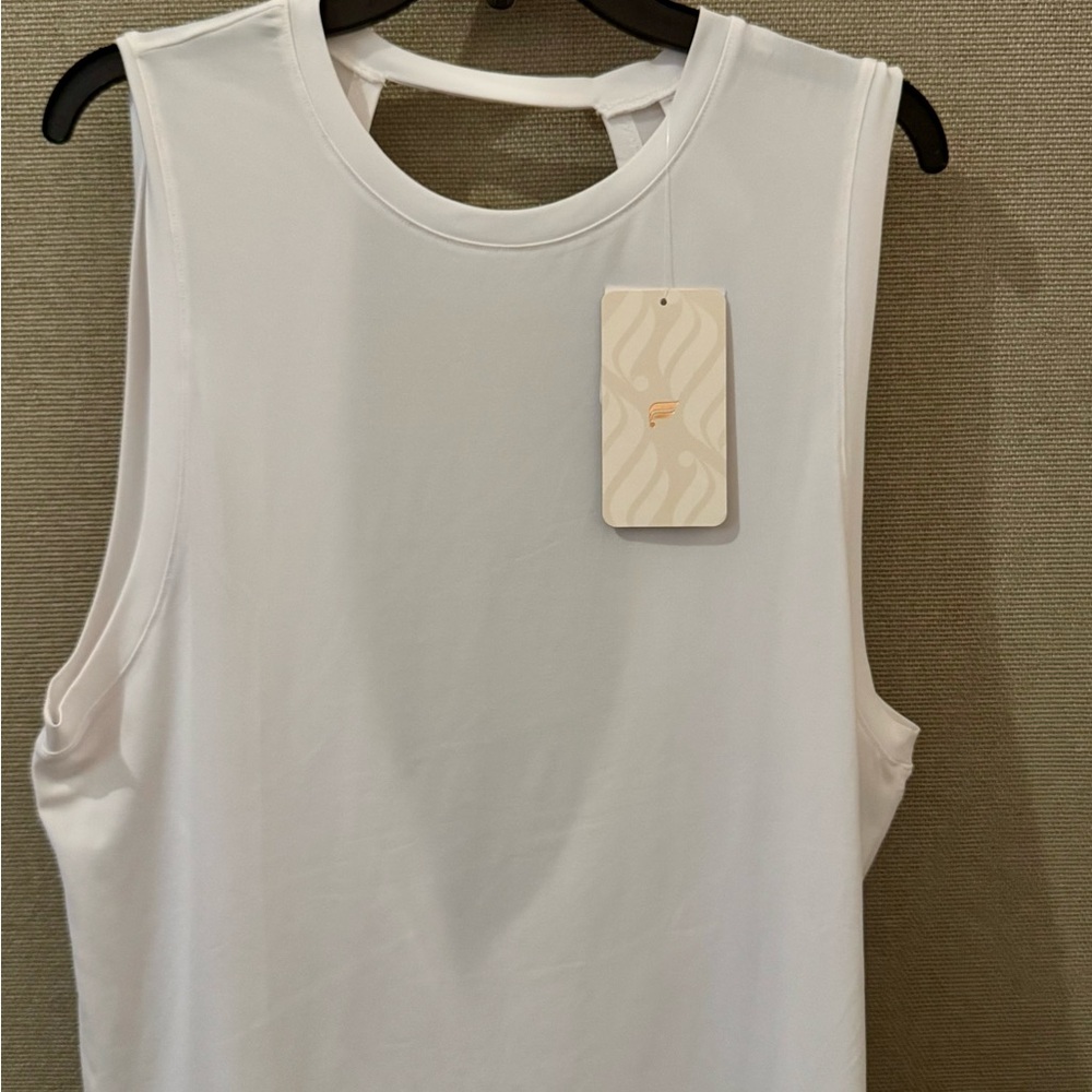 Fabletics White Sleeveless Muscle Tee with Cut Out Back